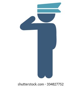Boy Officer vector icon. Style is bicolor flat symbol, cyan and blue colors, rounded angles, white background.