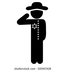 Boy Officer vector icon. Style is flat symbol, black color, rounded angles, white background.