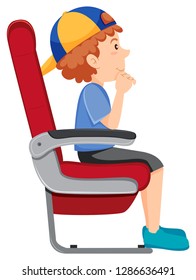 A boy on the airplane seat illustration