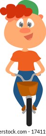 Junge auf dem Fahrrad , Illustration, Vektor auf weißem Hintergrund