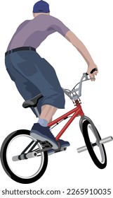boy on bicycle motocross - vector illustration