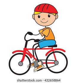 Boy on bicycle vector illustration 