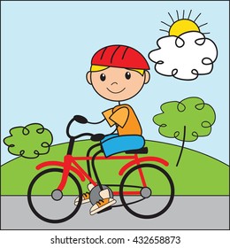 Boy on bicycle vector illustration 