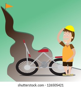 boy on a bicycle vector on a white background