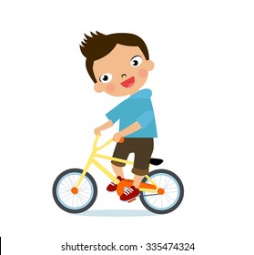 boy on a bicycle vector on a white background