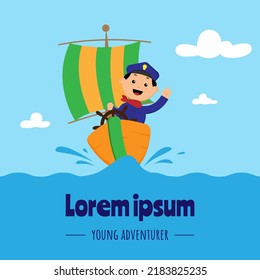 A Boy On The Boat. Suitable For Children's Book Cover