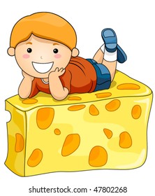 Boy on Cheese - Vector