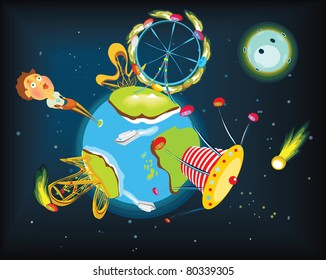 Boy on Giant Rides (vector)