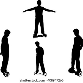 Boy On His Hoverboard - Vector