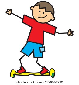 boy on the minisegway, funny vector illustration