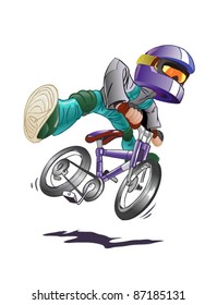 boy on mountain bike  vector