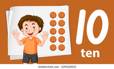 Boy on number ten yemplate illustration