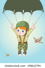 Boy on parachute