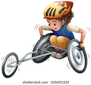 Boy on racing wheelchair illustration