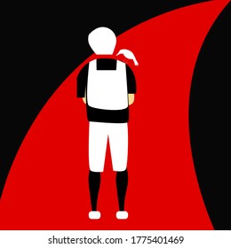 Boy on road with a crow, Flat character Illustration
