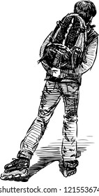 boy on roller skates