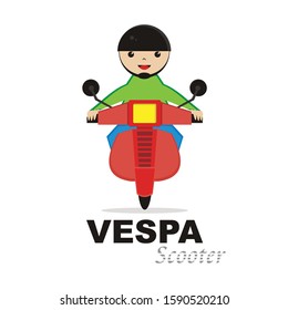 boy on the scooter - vector - illustration