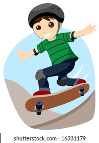 Boy on Skate Board - Vektorgrafik