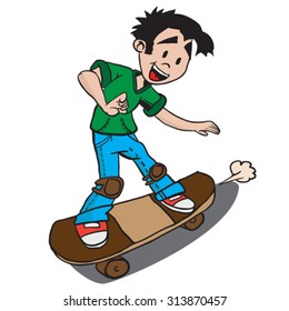 Boy On Skate Cartoon Illustration Stock Vector (Royalty Free) 313870457 ...