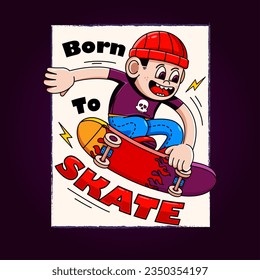 Boy on a skateboard. Perfect for logos, mascots, t-shirts, stickers and posters