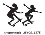 Boy on Skateboard silhouette vector illustration