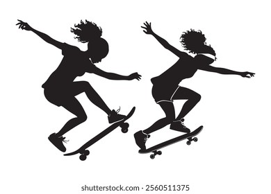 Boy on Skateboard silhouette vector illustration