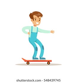 Boy On Skateboard, Traditional Male Kid Role Expected Classic Behavior Illustration