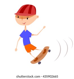A boy on a skateboard. Vector illustration of a boy on a skateboard on a white background. Isolate. Playing child. Active lifestyle. Stock vector