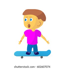 Boy on skateboard. Vector illustration. Flat design.