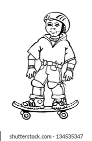 boy on the skateboard vector sketch
