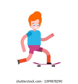 Boy on skateboard. youngster on board. man-child Skateboarder