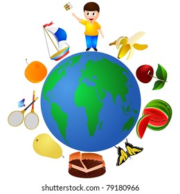 boy on summer vacation. vector