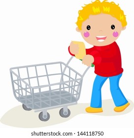 Boy on supermarket