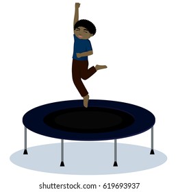 Boy on trampoline vector illustration