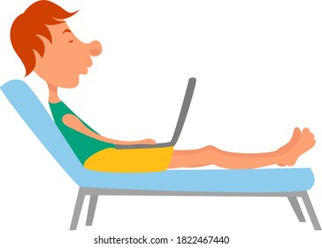 Niño de vacaciones, ilustración, vector de fondo blanco