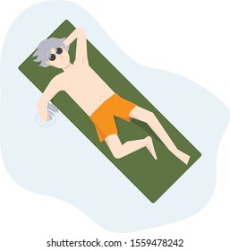 Niño sobre agua, ilustración, vector sobre fondo blanco.