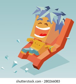 boy on water slide.vector illustration