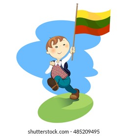 the boy on a white background with a flag Lithuania