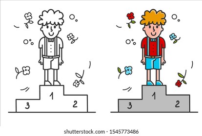 boy on winner podium - won 1st vector image clipart