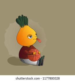 Boy onion have a ball. Vector cartoon character illustration