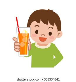 Boy with orange juice