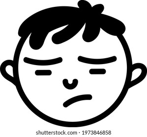 Boy in pain, icon illustration, vector on white background