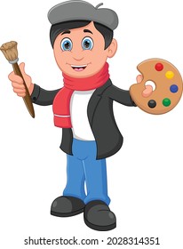 boy painter cartoon isolated on white background