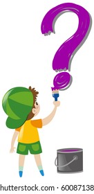 Marca de interrogación de pintura de niño en la ilustración de la pared