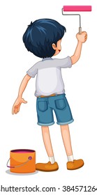 Boy painting the wall illustration