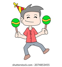 boy is party dancing free, vector illustration art. doodle icon image kawaii.