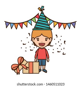 boy with party hat in birthday celebration