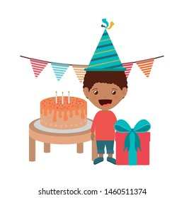 boy with party hat in birthday celebration