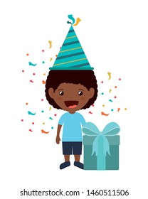 boy with party hat in birthday celebration