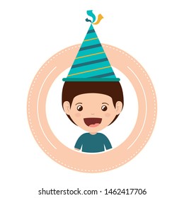 boy with party hat in birthday celebration